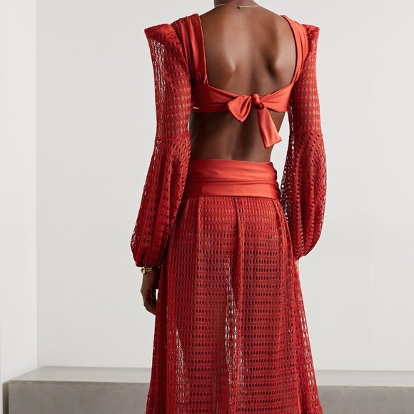 PatBo Authenric cutout, cut out, Maxi Dress red net style w extras - Picture 4 of 10